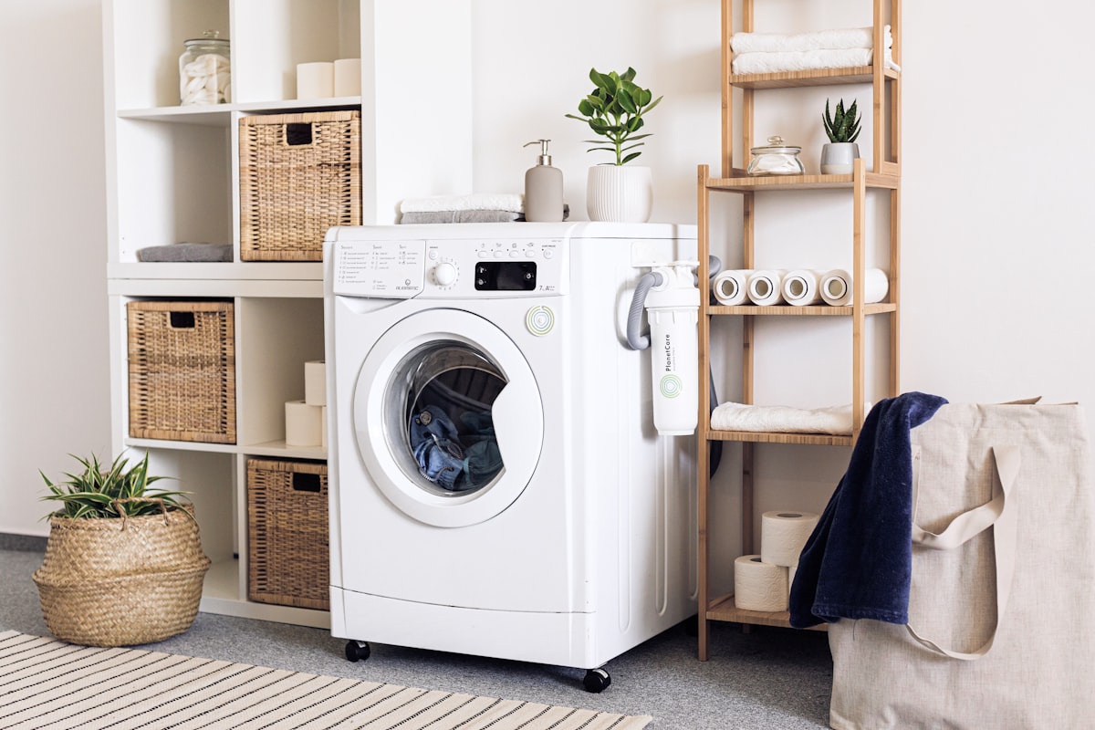 Bright, clean modern laundry room